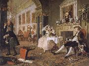 William Hogarth Group painting fashionable marriage Breakfast oil